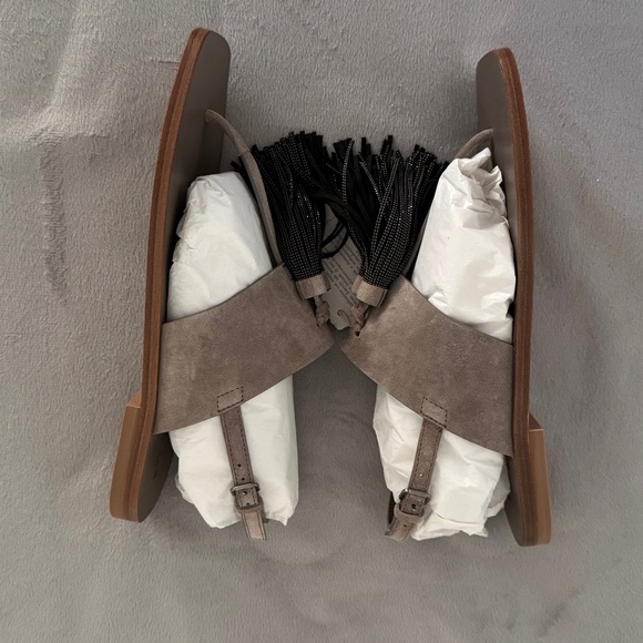 Brunello Cucinelli Suede Sandals with Precious Tassel - Picture 9 of 14